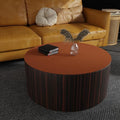 Round Table Pad, 1.8mm Thick, Dia.24 Inch, Leather Table Cover, Dining Table Protector, Table Top Protector (Dia.24, Brown+Gray)