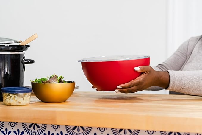 served Large Insulated Serving Bowl with Lid (100oz/3QT) - Double-Walled Stainless Steel Bowl for Hot & Cold Food - Vacuum Insulated, Spill-Resistant Thermal Bowl for Parties, Casseroles, Tailgates