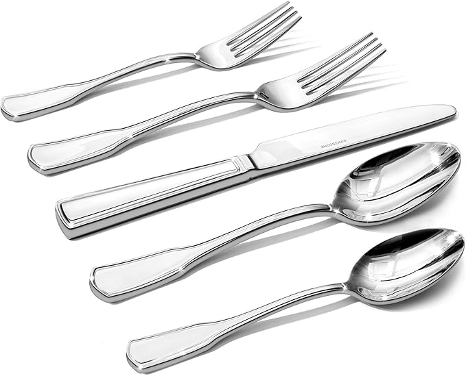 KINGSTONE 40-Piece Silverware Set, 18/10 Stainless Steel Flatware Set for 8, Tableware Cutlery Set, Utensil Sets for Home Restaurant, Mirror Finish, Dishwasher Safe