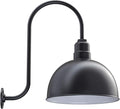Steel Lighting Co. Hollywood Bowl Light | Outdoor Wall Mounted | 15 inch Bowl Dome | Upslope Gooseneck | Barn Light Made in America | Matte Black Exterior/White Interior