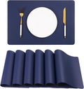 Faux Leather Placemats HeloHo Navy Blue Table Place Mats Set of 6 Waterproof Oilproof Heat Stain Resistant Washable Wipeable Placemat for Kitchen Dining Table Decoration Indoor Outdoor