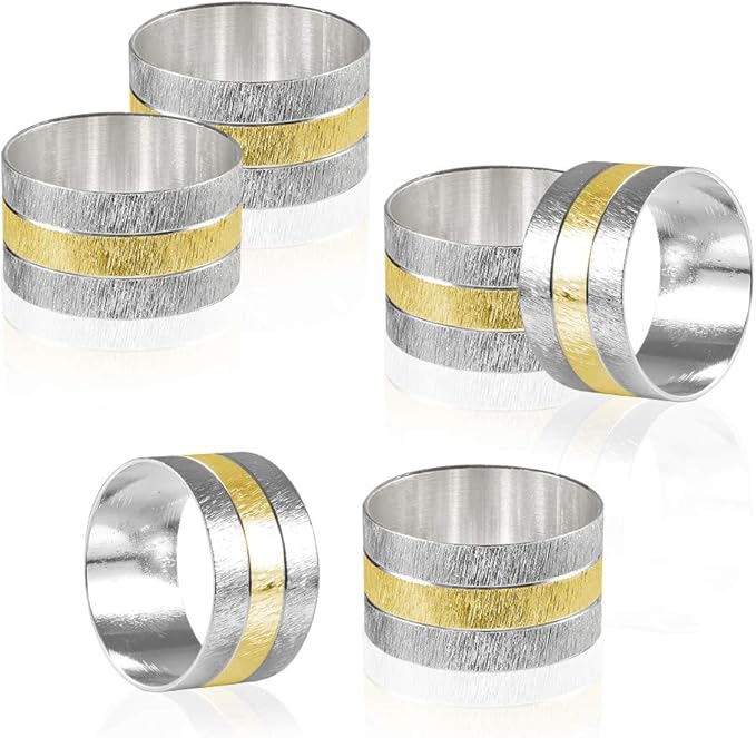 Picowe Napkin Rings, Set of 6 Elegant Metal Buckles Decorative Napkin Ring for Dining Table Parties Wedding, Christmas, Thanksgiving Day Dinner