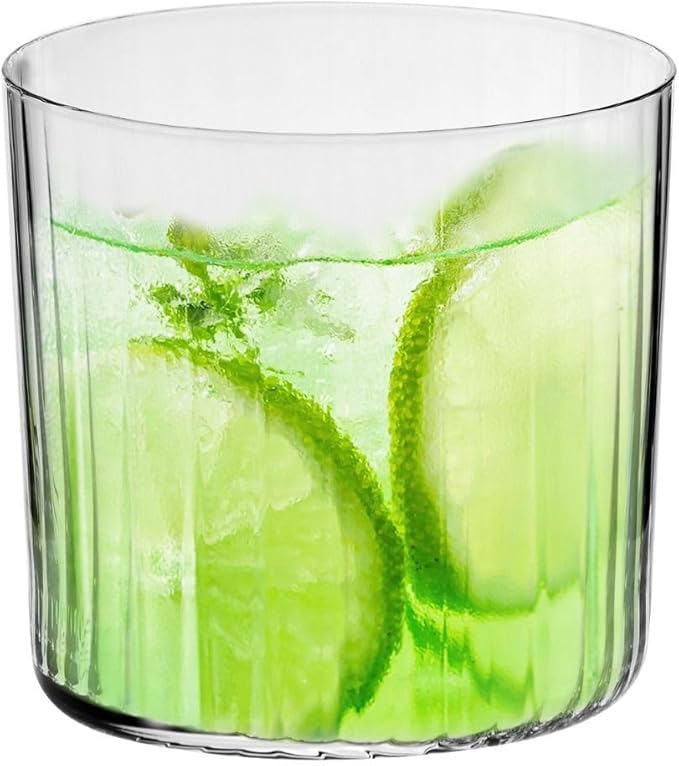 Krosno Textured Wavy Cider Glasses, Set of 6, 13,86 Fl. OZ, Mixology Lumi Collection, Water, Juice and Cold Drinks, For Everyday Use, Dishwasher Safe, Made in Europe
