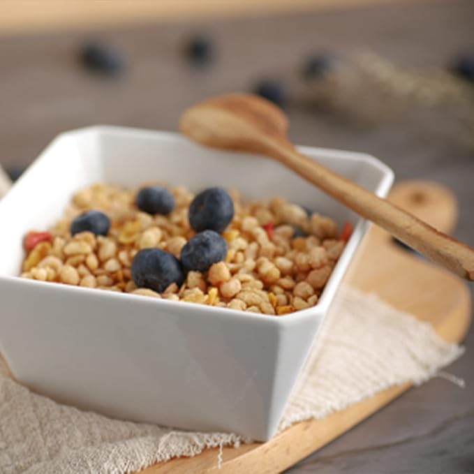 Porcelain Cereal Bowls, 16 oz Square Serving Bowls Set, 5 Inch White Ceramic Bowls for Salad, Soup, Snack, Dessert and Marmalade, Dishwasher & Microwave Safe, Set of 6