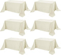6-Pack Ivory Tablecloths for Rectangle Tables, 90 x 132 Inches, Stain-Resistant Polyester Fabric for 8 Foot Tables - Washable Table Covers for Weddings, Banquets, Birthday Parties, Events