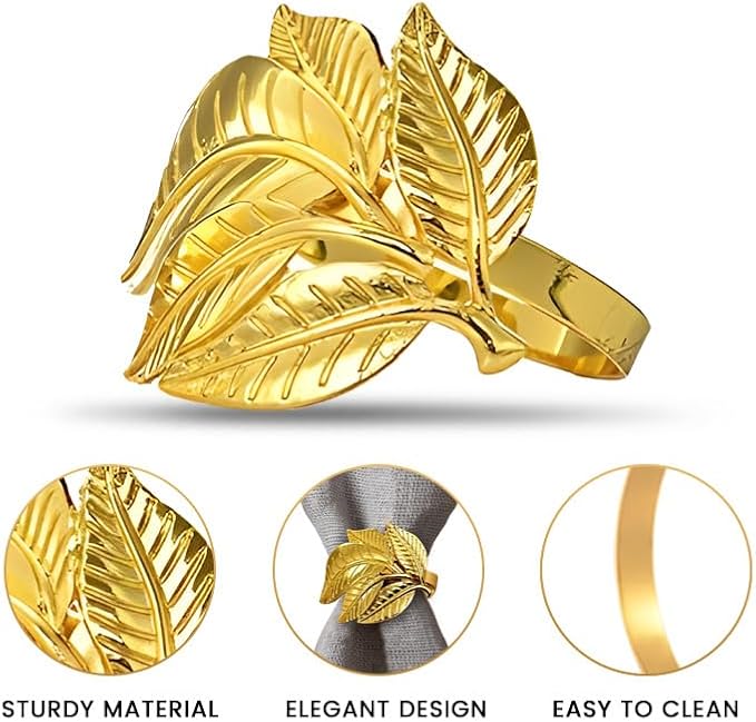 Decozen Set of 4 Gold Napkin Rings in Turtle Design Festive Table Decor Setting for Holiday Wedding, Birthday, Kitchen, Home Decor Housewarming Gift - Mothers Day Decorations