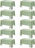 10-Pack Sage Green Tablecloths for Rectangle Tables, 60 x 120 Inches, Stain-Resistant Polyester Fabric for 6 Foot Tables - Washable Table Covers for Weddings, Birthday Parties, Events