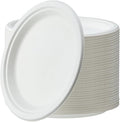 [150-Pack 10 Inch Paper Plates, Heavy Duty Disposable Party Plates Sugarcane Bagasse, White Unbleached 10" Dinner Paper Plate