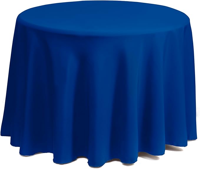 Gee Di Moda Round Tablecloth - 120 Inch Royal Blue Round Table Cloth for 60 to 96 Inch Round Tables - Heavy Duty Washable Fabric - for Buffet Table, Holiday Party, Dinner, Wedding & Baby Shower