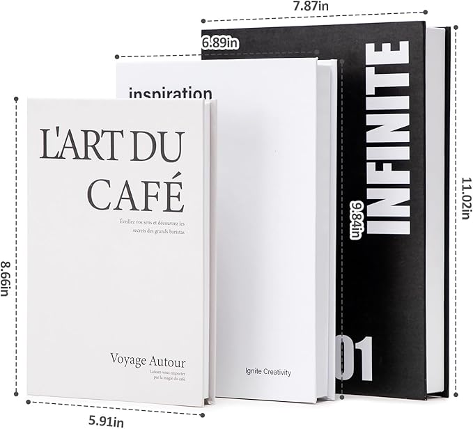 TwoDays Stockholm Style Decorative Books - Fake Faux Books for Chic Trendy Home Decor, Modern Room Decor Aesthetic, Luxury Stacked Storage for Bedroom Apartment Dorm (Set of 3)