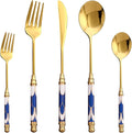 20-piece Silverware Set With Ceramic Handle, Premium Food Grade Stainless Steel Flatware Sets, Mirror Polished Cutlery Set, Dishwasher Safe (for 4 People)