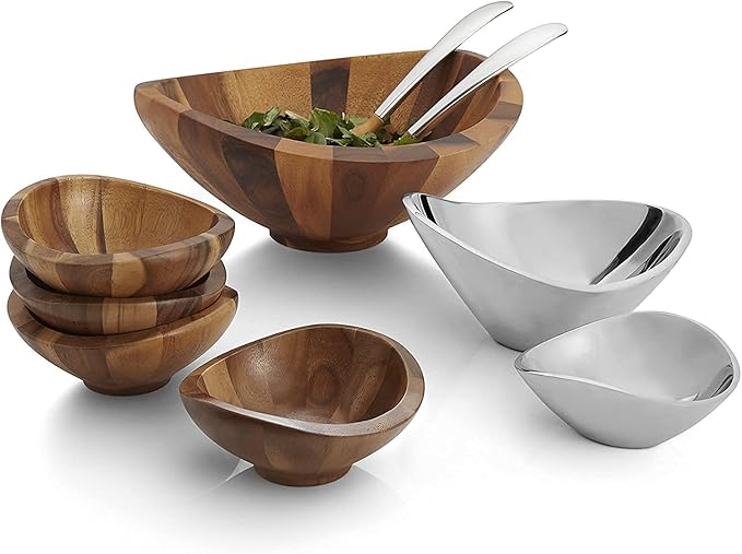 nambe Butterfly Bowl Grande | For Hot and Cold Foods, Salads, Fruit | Made of Metal Alloy | Oven and Freezer Safe Serving Bowl for Entertaining, Decorative Centerpiece for Kitchen | Silver, 16-Inch
