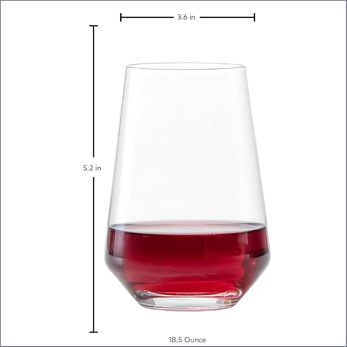 ZWIESEL GLAS Pure Stemless Bordeaux Glass (Set of 6), Red Wine Tumbler for Bordeaux, Dishwasher-Safe Machine-Made Tritan Crystal Glasses, Made in Germany (18.5 Ounce)
