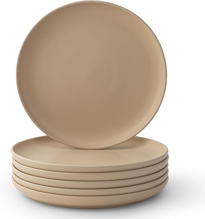 JoyJolt Mesa Stoneware Dinner Plates Set of 6, 10.5" Dish Set, Dishwasher and Microwave Safe Plate Set, Modern Rustic Dinnerware, Kitchen Serving Dishes - Matte Black