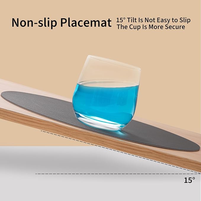 Myir JUN Round Placemats Set of 4 Faux Leather Place Mats and Coasters 15 inch Round Table Mats Dual Sided Non-Slip Stain Resistant Placemats (Gray & Pink, Set of 4)