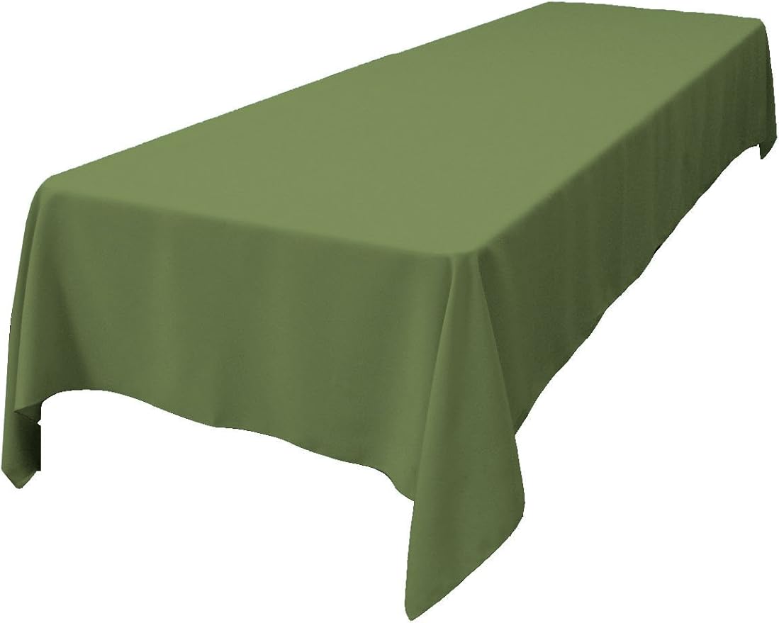 LA Linen Polyester Poplin Washable Rectangular Tablecloth, Stain and Wrinkle Resistant Table Cover 60x108, Fabric Table Cloth for Dinning, Kitchen, Party, Holiday 60 by 108-Inch, Sage Dark