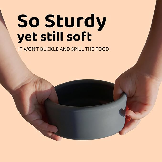 APLAINR Solid Bowl, Silicone Bowl for Baby, Toddler & Kids, 9 fl oz, Non Slip, Heavy Base, Deep, Microwave & Dishwasher Safe, No BPA, Cereal, Soup, Snack Dishes & Dinnerware, Pink Sand