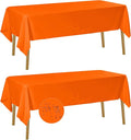 Fokitut 2 Pack Waterproof Rectangle Tablecloth, 60x120 Inch, Stain Resistant and Wrinkle Polyester Table Cloth, Fabric Table Cover for Kitchen Dining, Wedding, Party, Holiday Dinner-Orange