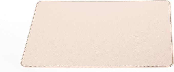 Nikalaz Set of Small 4 Table Mats and 4 Coasters, Recycled Leather, Place Mats 15.7'' x 11.8'' and Coasters 3.9'' x 3.9'' (Creamy White with Light Pink Nuance)