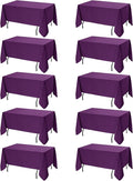 10-Pack Purple Tablecloths for Rectangle Tables, 70 x 108 Inches, Stain-Resistant Polyester Fabric for 6 Foot Tables - Washable Table Covers for Weddings, Banquets, Birthday Parties, Events
