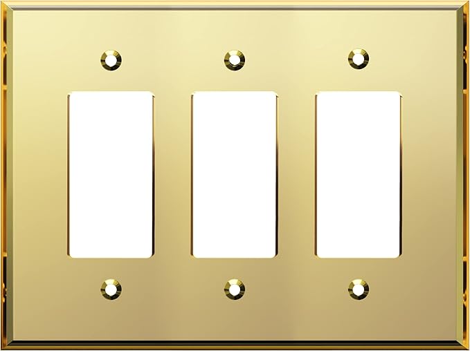 LIDER Reflective Acrylic Decorator Wall Plate, Mirrored Light Switch Plate, Plexiglass Outlet Cover, Acrylic Glass, Oversized 3-Gang 5.25" x 7.06", LWP-33O-AGD, Gold