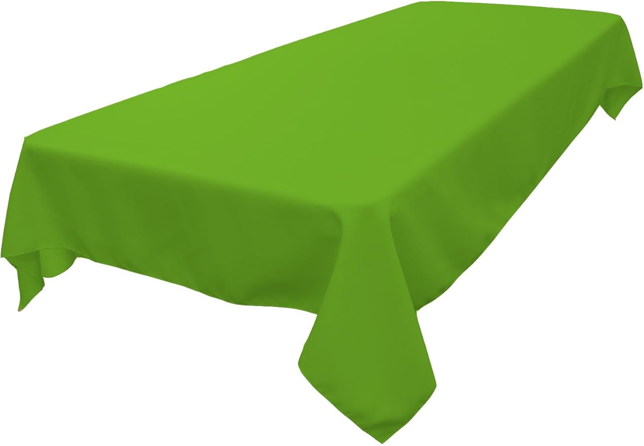 LA Linen Polyester Poplin Washable Rectangular Tablecloth, Stain and Wrinkle Resistant Table Cover 60x90, Fabric Table Cloth for Dinning, Kitchen, Party, Holiday 60 by 90-Inch, Lime