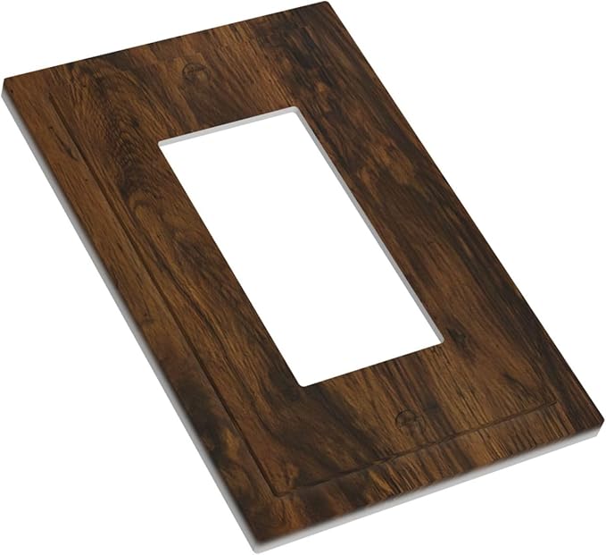 Outlet Covers Brown Rustic Wood Grain Vintage Wooden Texture 1 Gang Wall Plate Single Rocker Light Switch Cover Decorative GFCI Receptacle Electrical Switchplate for Cabin Bedroom Decor（2 Pack）