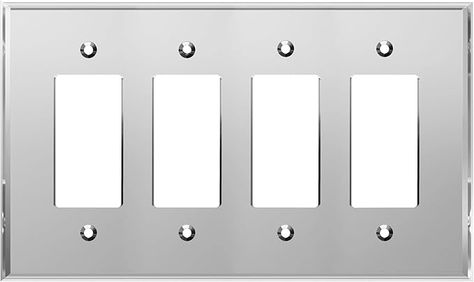 LIDER Reflective Acrylic Decorator Wall Plate, Mirrored Light Switch Plate, Plexiglass Outlet Cover, Acrylic Glass, Oversized 4-Gang 5.25" x 8.88", LWP-34O-ASV, Silver