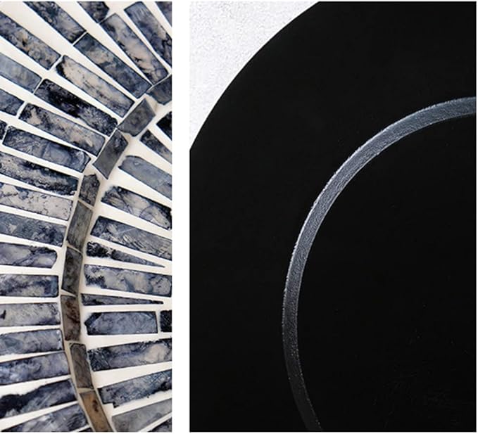 i-lan Set of 2 Mother of Pearl Decorative Charger Plates for Display, 13" Sea Shell Inlay Wood Charger Plates for Dining, Party, Modern and Rustic Decoration Placemats for Dinner Plates,Black Ray