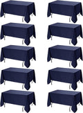 10-Pack Navy Blue Tablecloths for Rectangle Tables, 70 x 120 Inches, Stain-Resistant Polyester Fabric for 6 Foot Tables - Washable Table Covers for Weddings, Birthday Parties, Events