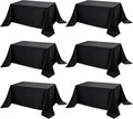 6-Pack Black Tablecloths for Rectangle Tables, 90 x 132 Inches, Stain-Resistant Polyester Fabric for 8 Foot Tables - Washable Table Covers for Weddings, Banquets, Birthday Parties, Events