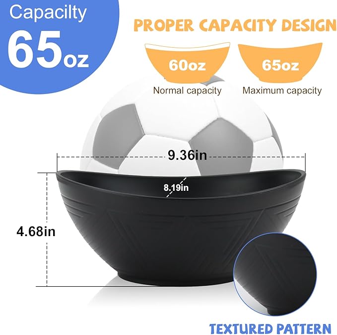 Wrova Big Wheat Straw Bowls,Unbreakable Large Salad Bowls,Dishwasher and Microware Safe Plastic Bowls Reusable,Kitchen Bowl Set for Salad,Cereal,Soup and Oatmeal.Black and White