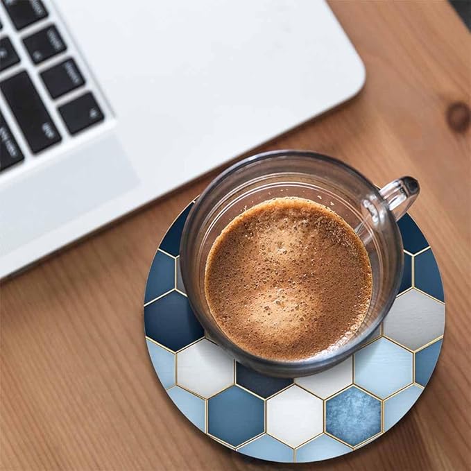 Soft Blue Gradient Cubes Drink Coasters Modern Marble Geometric Diamond Luxury Marbling Grid Housewarming Presentss for New Home Present for Friends,2 Pcs,4 X 4 X 0.35 Inches