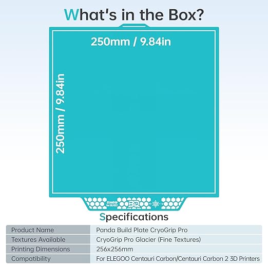 BIQU CryoGrip Pro Glacier Compatible with ELEGOO Centauri Carbon/Centauri Carbon 2 3D Printers 260x286.5mm CC/CC 2 Panda Build Plate Double Sided Upgrade Removable Surface Platform