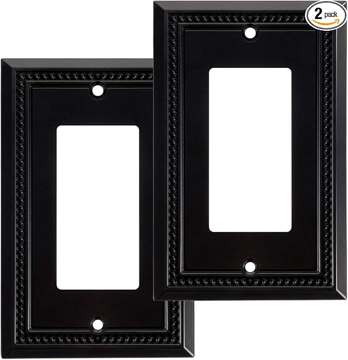 Henne Bery Sunken Pearls Heavy Duty Switch Plate/Wall Plate/Outlet Cover (Single Decorator 2PK, Matte Black)