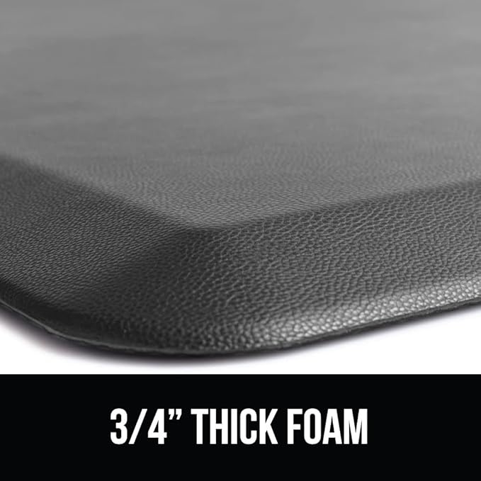 GORILLA GRIP Comfortable Cushioned Kitchen Mats for Floor, 39x20, Waterproof and Stain Resistant Soft Top, 3/4 Inch Thick Ergonomic Standing Desk Anti Fatigue Mat, Foam Supports Ankles and Feet, Grey