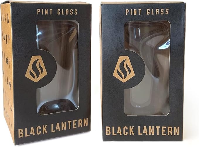 Black Lantern Double Exposure Mountain Bike Pint Glasses – Set of 2 16oz Beer Glasses for MTB Riders & Outdoor Adventure Lovers