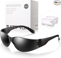 100 Pack of Tinted Safety Glasses, Scratch & Impact Resistant Protective Eyewear, Ploycarbonate Dark Smoke Lenses for UV Protection, Safety Sunglasses for Construction, Outdoor Work & Shooting
