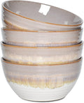 Bosmarlin Ceramic Cereal Bowl Set of 4, 26 Oz, Soup Bowl for Oatmeal, Salad, Dishwasher and Microwave Safe, Reactive Glaze (Brown, 6 in)