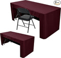Nasitos 2 Pack 8' Fitted Table Cloth for Rectangular Table Burgundy Trade Show Table Covers-Open Back Valentines Tablecloth Washable and Wrinkle Resistant Table Cloth, Parties, Buffet, Baby Shower