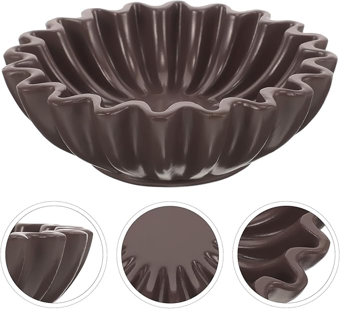 jojofuny Decorative Wavy Edge Bowl 6-inch Black Resin Snack Container Jewelry and Key Storage Holder Multipurpose Organizer for Living Room Tabletop Home Décor