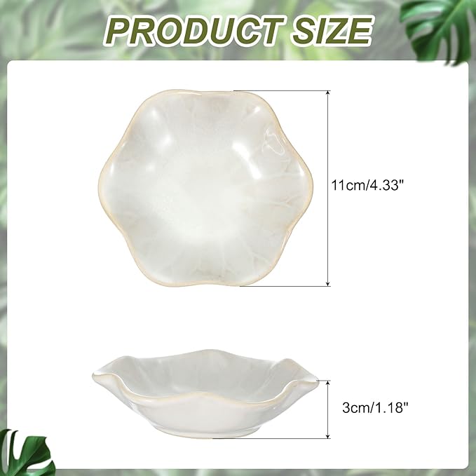 uxcell 1Pcs Ceramics Jewelry Plate, Lotus Leaf Shape Key Holder Bowl for Entryway Table Decor Small Ring Tray Dish Gift for Women Girlfriend, White
