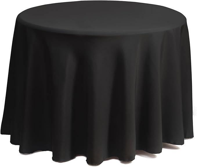 Gee Di Moda Round Tablecloth - 70 Inch Black Round Table Cloth for 24 to 48 Inch Round Tables - Heavy Duty Washable Fabric - for Buffet Table, Holiday Party, Dinner, Wedding & Baby Shower