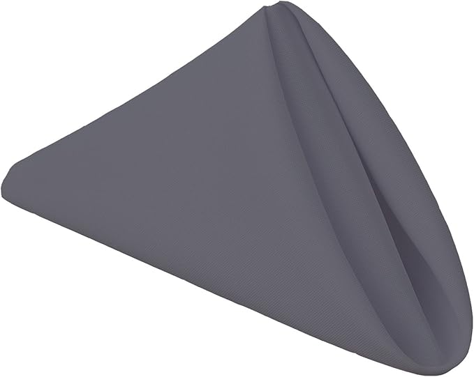 Gee Di Moda Cloth Napkins - 17 x 17 Inch Charcoal Dinner Napkins - Set of 12 Soft & Absorbent Washable Fabric Cloth Table Napkins with Hemmed Edges for Hotel Restaurant, Holiday Parties & Wedding