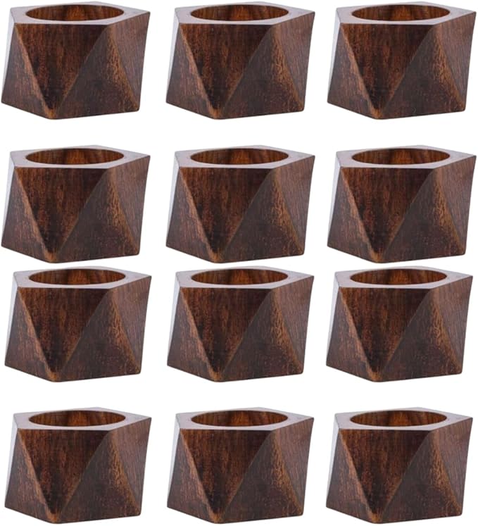 Napkin Rings, Wood Napkin Rings Napkin Holders Buckles for Dining, Anniversary, Birthday, Dinner, Christmas, Party of Table (WOODEM HXG-PCK12)