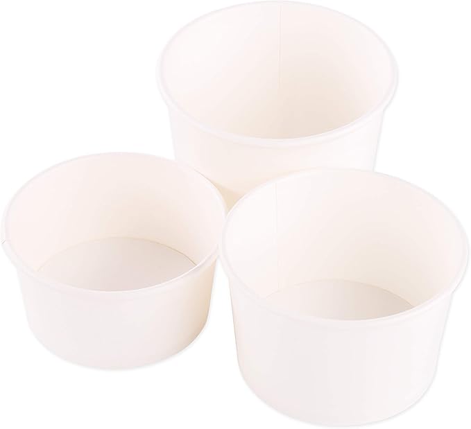 GSM Brands Paper Ice Cream Cups - 100-Count - 12 oz Disposable Dessert Bowls for Hot or Cold Food, 12-Ounce Party Supplies Treat Cups for Sundae, Frozen Yogurt, Soup, White