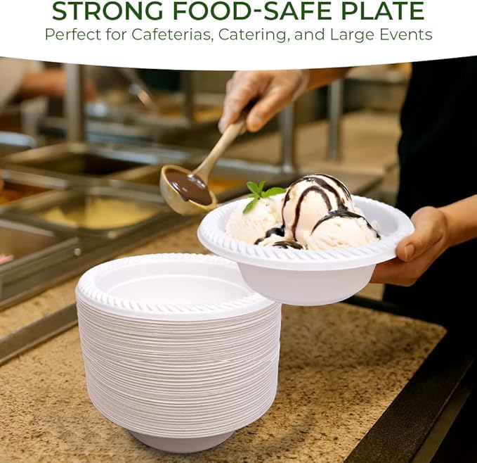 Betta 5 Oz Disposable Plastic Small Dessert Bowls, White, 800 Count, Bulk Case for Schools, Breakrooms and Cafeteria, Microwave Safe (8 Pack Per Box x100)