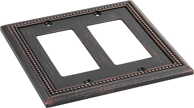 Henne Bery Sunken Pearls Heavy Duty Decorative Wall Plate Switch Plate Outlet Cover (Double Decorator, Aged Bronze)