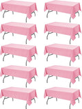 10-Pack Pink Tablecloths for Rectangle Tables, 60 x 84 Inches, Stain-Resistant Polyester Fabric for 4 Foot Tables - Washable Table Covers for Weddings, Banquets, Birthday Parties, Events