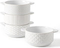 Soup Bowls with Handles, 20oz Embossed Ceramic Bowl Set of 4 – Oven & Microwave Safe, Ideal for Stew, Chili, Cereal – Textured Deep Bowls for Everyday Comfort